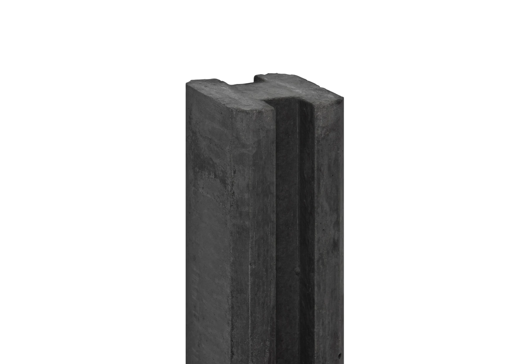 Beton Tussenpaal Met Sleuf En Platte Kop 10 x 10 cm (100 x 100 mm) Antraciet - Lengte 270 cm - Afbeelding 1